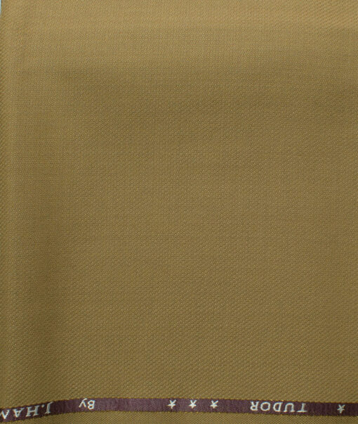 J.Hampstead Men's 45% Wool Structured Super 100's1.30 Meter Unstitched Trouser Fabric (Granola Beige)