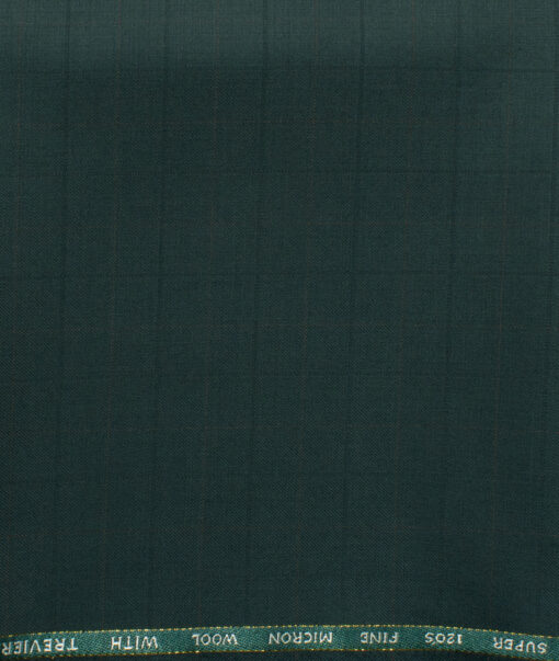 J.Hampstead Men's 45% Wool Checks Super 120's1.30 Meter Unstitched Trouser Fabric (Dark Green)