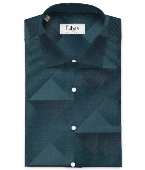 Italian Channel Men's Terry Rayon Printed 2.25 Meter Unstitched Shirting Fabric (Sea Green)