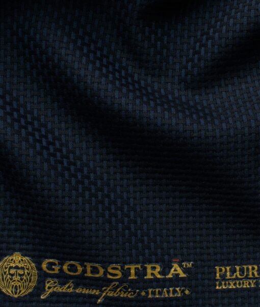 Godstra Men's Terry Rayon Structured 3.75 Meter Unstitched Suiting Fabric (Dark Royal Blue)