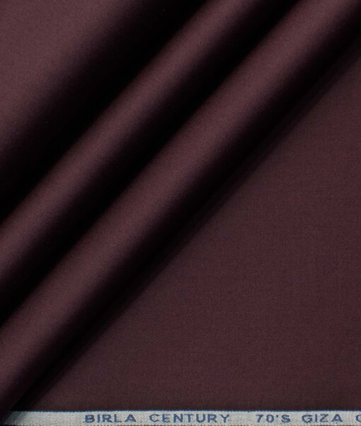 Birla Century Men's 70's Giza Cotton Solids 2.25 Meter Unstitched Shirting Fabric (Dark Wine)