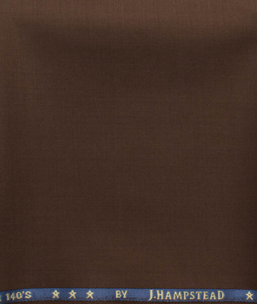 J.Hampstead Men's 60% Wool Super 140's Solids 1.30 Meter Unstitched Trouser Fabric (Hickory Brown)