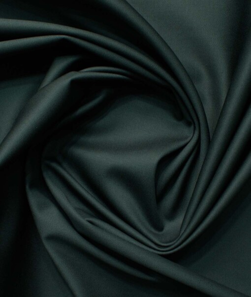 Burgoyne Men's Cotton Solids 3.75 Meter Stretchable Unstitched Trouser Fabric (Dark Pine Green)