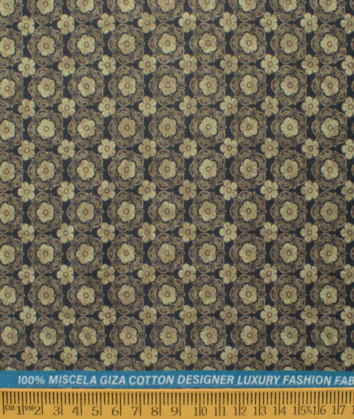 Nemesis Men's Giza Cotton Printed 2.25 Meter Unstitched Shirting Fabric (Brown)