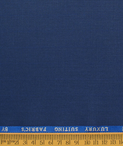 Canetti by Cadini Italy Men's Polyester Viscose  Structured 3.75 Meter Unstitched Suiting Fabric (Dark Royal Blue)