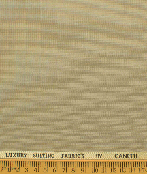 Canetti by Cadini Italy Men's Polyester Viscose  Structured 3.75 Meter Unstitched Suiting Fabric (Khakhi)