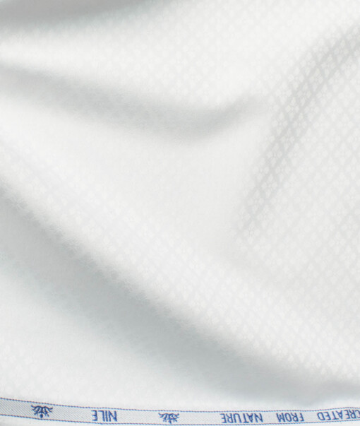 Nemesis Men's Bamboo Wrinkle Resistant Cotton Self Design 2.25 Meter Unstitched Shirting Fabric (White)