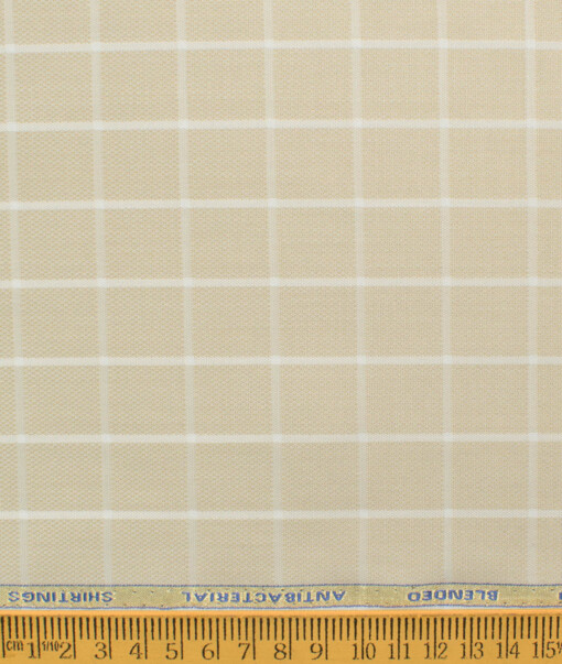 Siyaram's Men's Bamboo Wrinkle Resistant Checks 2.25 Meter Unstitched Shirting Fabric (Beige)
