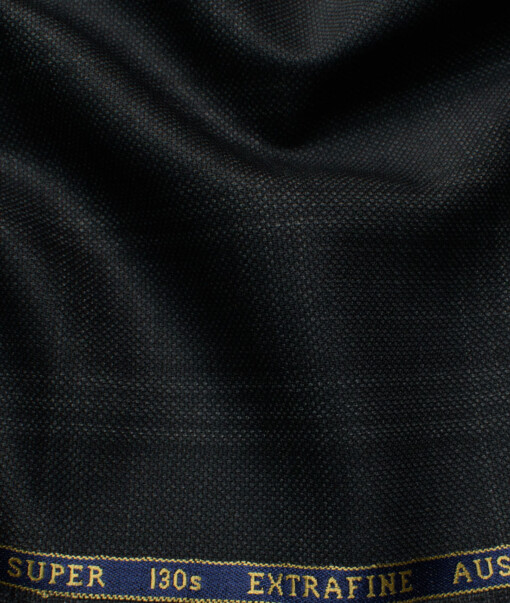 Cavalero Men's 60% Wool Super 130's Checks  Unstitched Suiting Fabric (Blackish Grey)