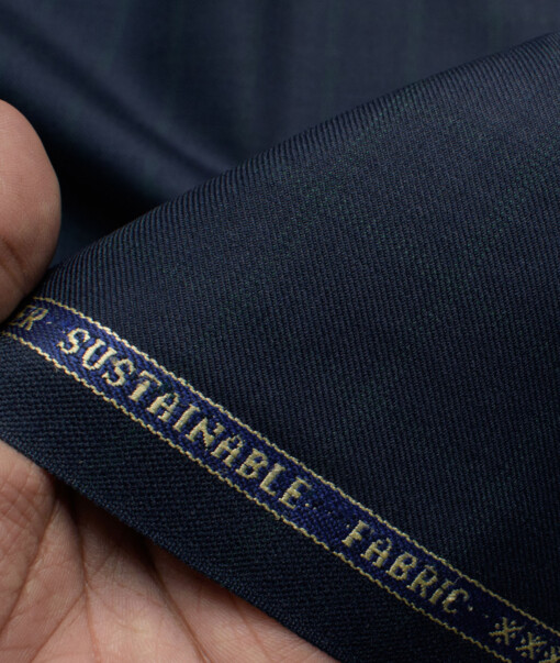Raymond Men's 20% Wool  Checks  Unstitched Suiting Fabric (Dark Navy Blue)