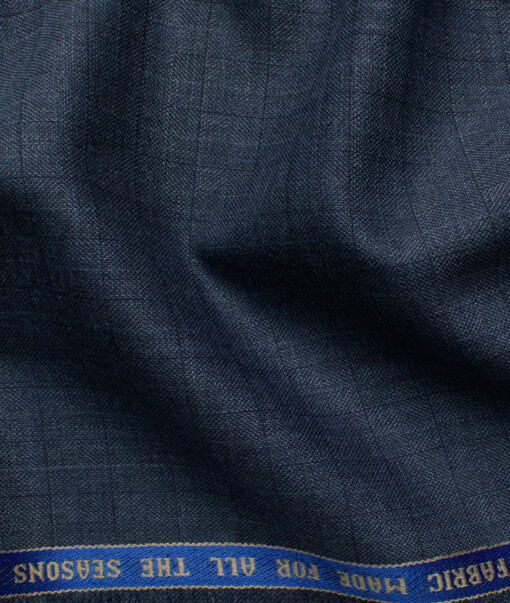 Raymond Men's 18% Wool  Checks  Unstitched Suiting Fabric (Dark Blue)