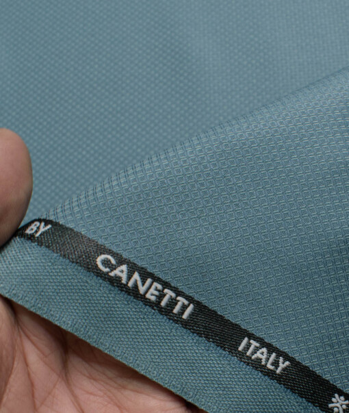 Canetti Men's Terry Rayon  Structured  Unstitched Suiting Fabric (Teal Blue)