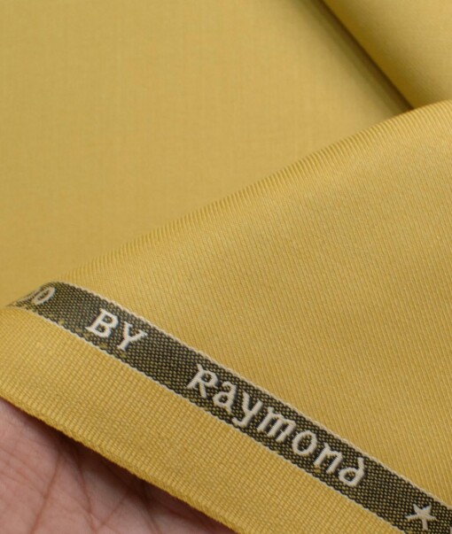 Raymond Men's Terry Rayon  Solids  Unstitched Suiting Fabric (Yellow)