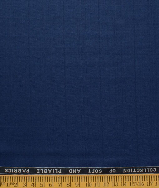 Raymond Men's Polyester Viscose  Checks  Unstitched Suiting Fabric (Royal Blue)