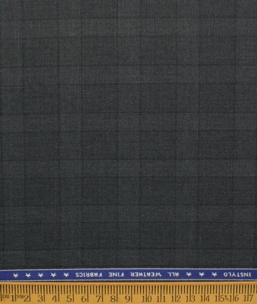 Raymond Men's Polyester Viscose  Checks  Unstitched Suiting Fabric (Grey)