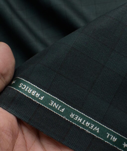 Raymond Men's Polyester Viscose  Checks  Unstitched Suiting Fabric (Dark Pine Green)