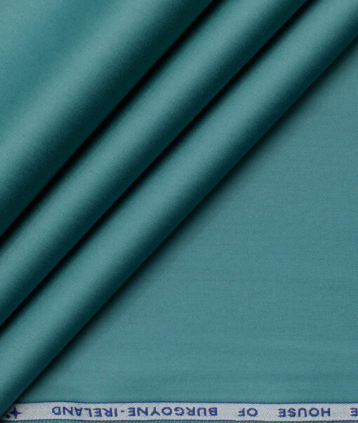 Burgoyne Men's Giza Cotton Solids  Unstitched Shirting Fabric (Teal Green)