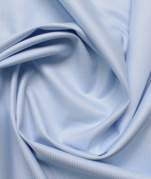 Burgoyne Men's Giza Cotton Self Design  Unstitched Shirting Fabric (Sky Blue)