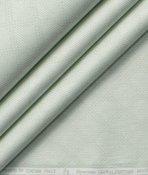 Cadini Men's Premium Cotton Printed  Unstitched Shirting Fabric (Light Green)