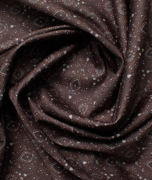 Canetti Men's Superfine Cotton Printed  Unstitched Shirting Fabric (Dark Brown)