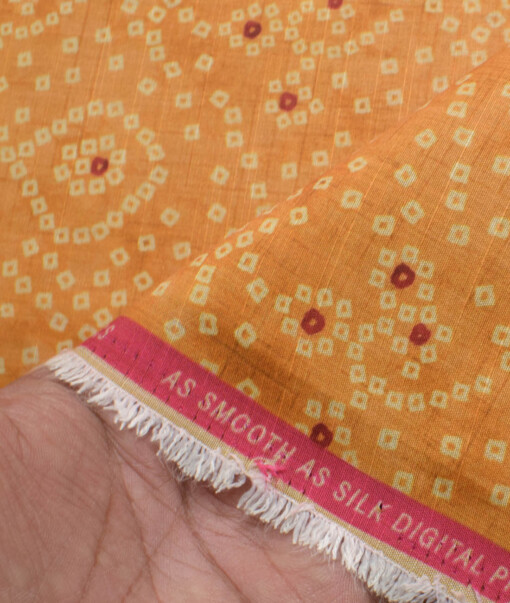 Nemesis Men's Poly Cotton Printed  Unstitched Ethnic Kurta Fabric (Yellow)