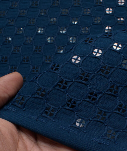 Nemesis Men's Cotton Embroidered  Unstitched Ethnic Kurta Fabric (Royal Blue)