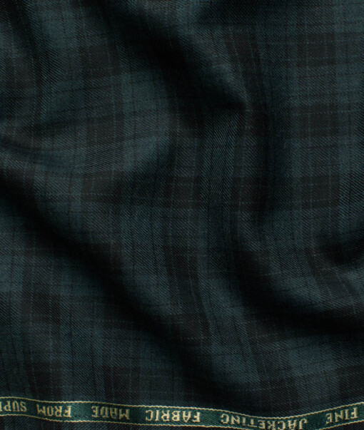 Raymond Men's 52% Merino Wool Super 70's Checks  2.20 Meter Unstitched Tweed Jacketing & Blazer Fabric (Pine Green)