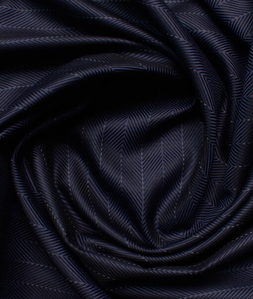 Soktas Men's 80/2 Giza Cotton Striped  Unstitched Shirting Fabric (Dark Blue)