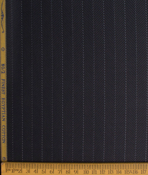 Soktas Men's 80/2 Giza Cotton Striped  Unstitched Shirting Fabric (Dark Grey)