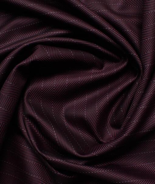 Soktas Men's 80/2 Giza Cotton Striped  Unstitched Shirting Fabric (Dark Wine)