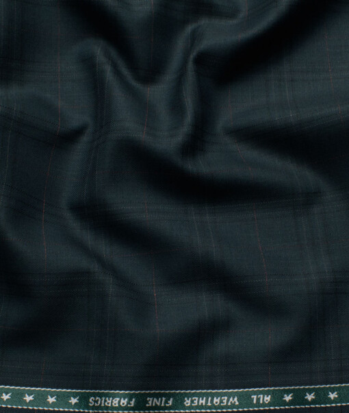 Raymond Men's Polyester Viscose  Checks  Unstitched Suiting Fabric (Dark Sea Green)