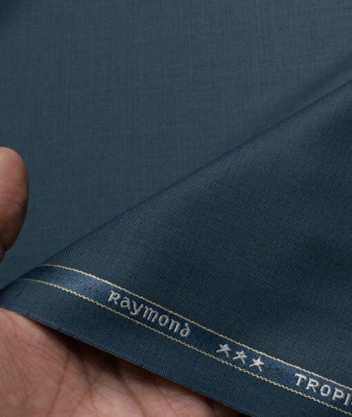 Raymond Men's Polyester Viscose  Self Design  Unstitched Suiting Fabric (Nile Blue)