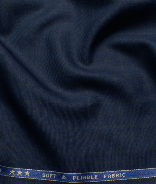 Raymond Men's Polyester Viscose  Checks  Unstitched Suiting Fabric (Dark Royal Blue)