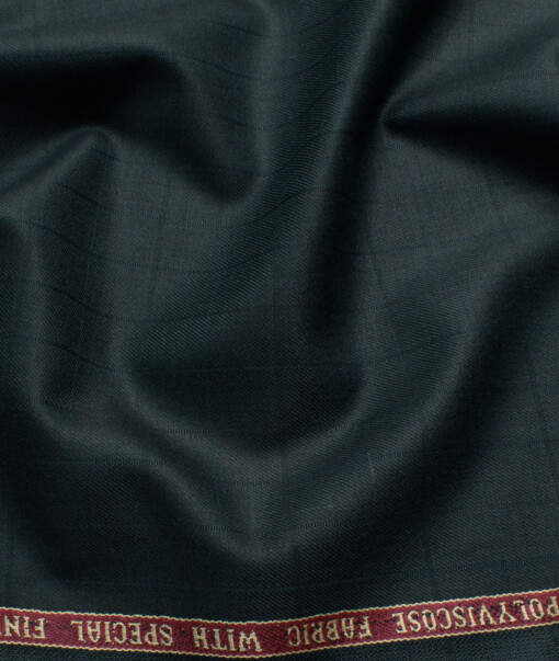 Raymond Men's Polyester Viscose  Checks  Unstitched Suiting Fabric (Dark Sea Green)