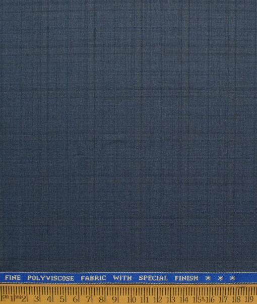 Raymond Men's Polyester Viscose  Checks  Unstitched Suiting Fabric (Blueish Grey)