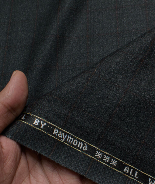 Raymond Men's 20% Wool  Checks  Unstitched Suiting Fabric (Blackish Grey)