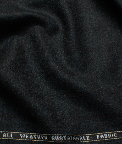 Raymond Men's 20% Wool  Checks  Unstitched Suiting Fabric (Blackish Grey)