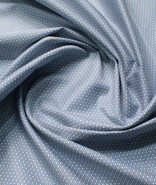 Montivora Men's Pure Cotton Printed  Unstitched Shirting Fabric (White & Royal Blue)