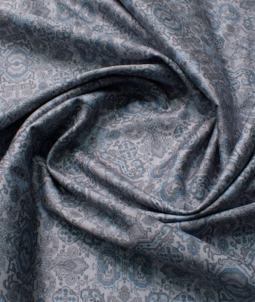 Montivora Men's Pure Cotton Printed  Unstitched Shirting Fabric (Grey)