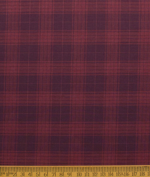 Montivora Men's Pure Cotton Checks  Unstitched Shirting Fabric (Wine & Red)