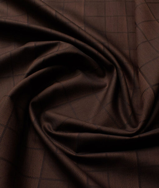 Montivora Men's Giza Cotton Checks  Unstitched Shirting Fabric (Dark Brown)
