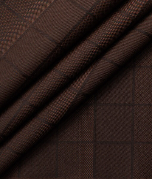 Montivora Men's Giza Cotton Checks  Unstitched Shirting Fabric (Dark Brown)