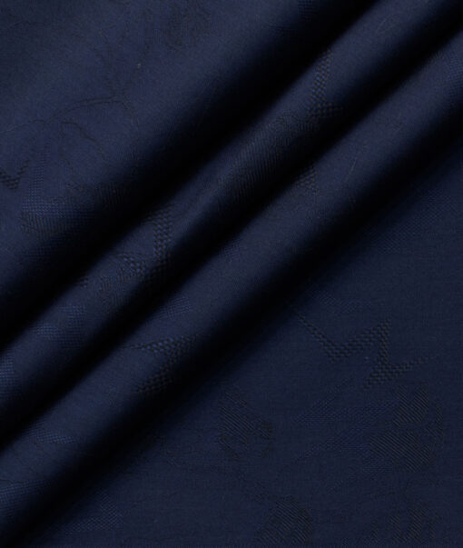 Montivora Men's Giza Cotton Self Design  Unstitched Shirting Fabric (Dark Royal Blue)