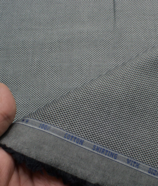 Montivora Men's Giza Cotton Structured  Unstitched Shirting Fabric (Grey & Black)