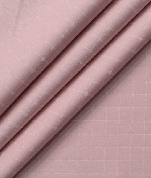 Montivora Men's Giza Cotton Checks  Unstitched Shirting Fabric (Pink)