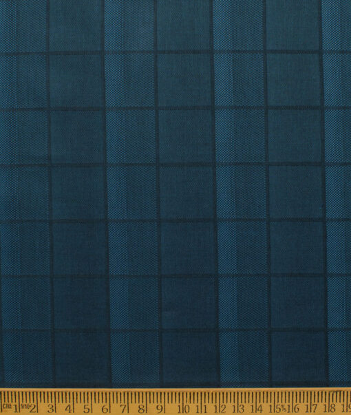 Montivora Men's Giza Cotton Checks  Unstitched Shirting Fabric (Teal Blue)