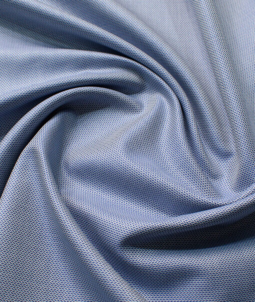 Montivora Men's Cotton Structured  Unstitched Shirting Fabric (White & Blue)