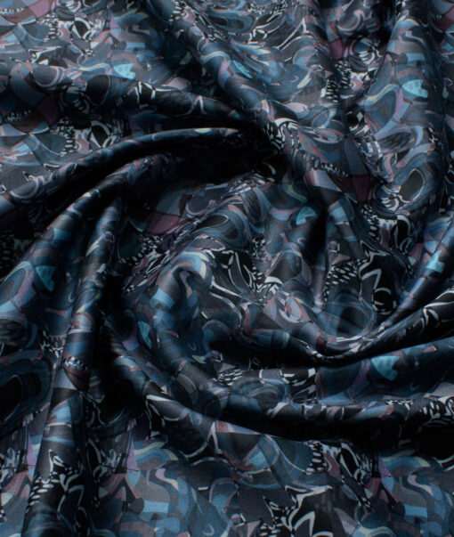 Nemesis Men's Giza Cotton Printed  Unstitched Shirting Fabric (Blue)